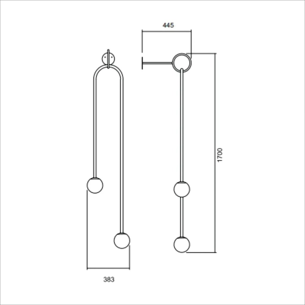 Arandela Pêndulo C/ 2 Globos 38X44X170Cm 2L G9 / Metal E Globo Ø12Cm |... (ORN-M - Ouro Novo Metálico, CLEAR)