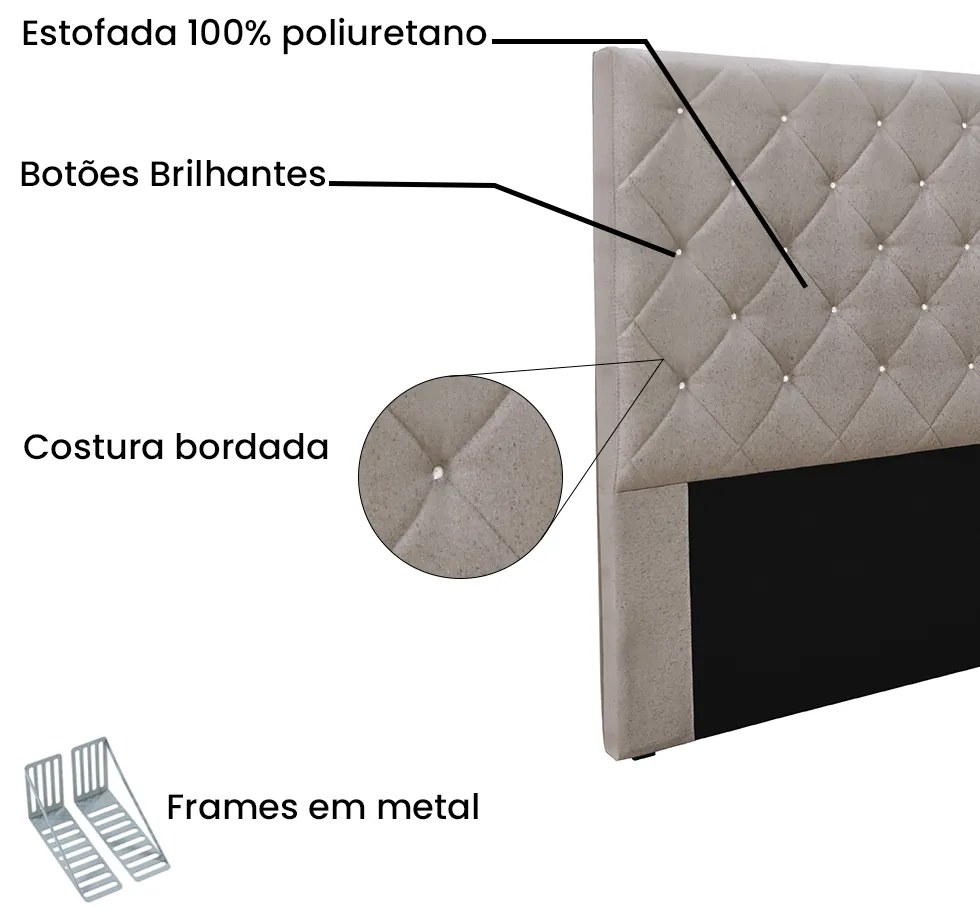 Cabeceira Cama Box Solteiro 90 cm Tania Linho Areia S04 - D'Rossi