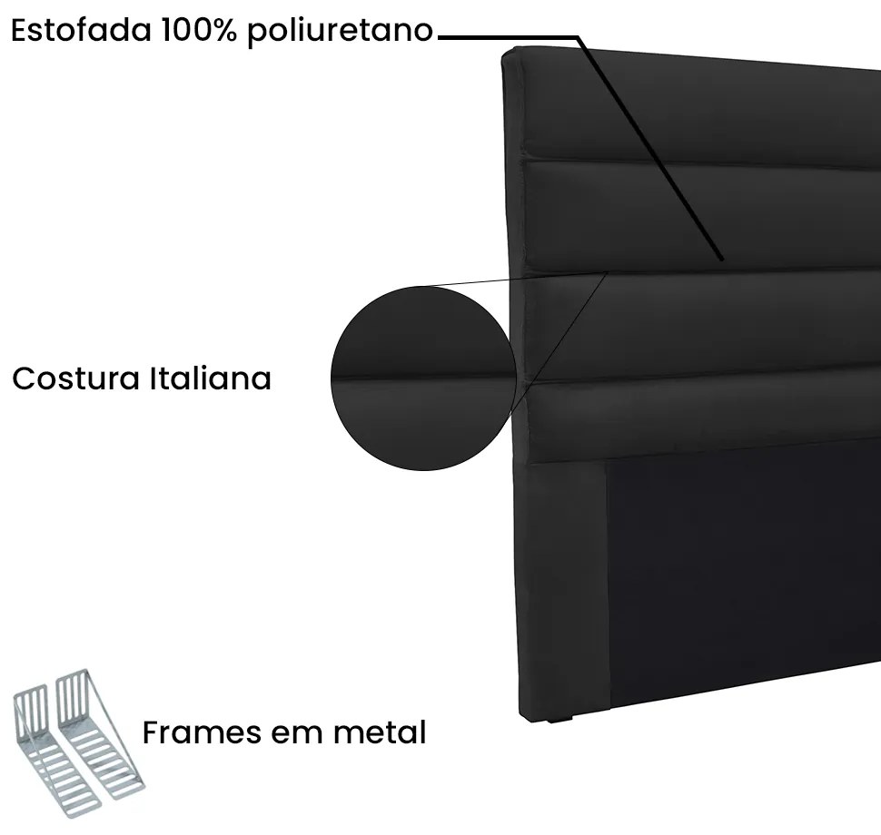 Cabeceira Cama Box Casal 140 cm Arles Veludo S04 - D'Rossi - Preto