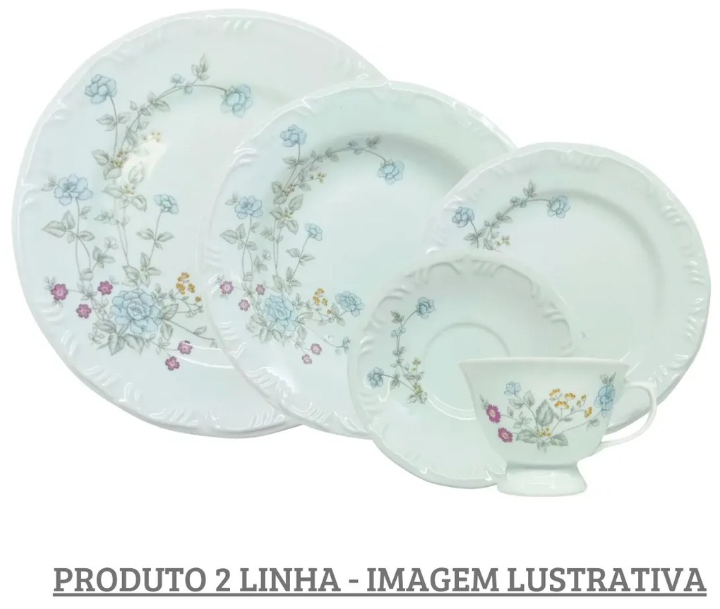 Aparelho De Jantar E Chá Porcelana Schmidt 30 Peças - Dec. E651 2° Linha