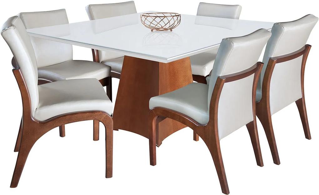 Conjunto Mesa de Jantar Quadrada Fenix com 6 Cadeiras Ágata