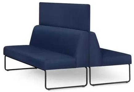 Sofa Pix com 2 Unidades e Painel Divisor Assento Crepe Azul Base Aco Preto - 55064 Sun House