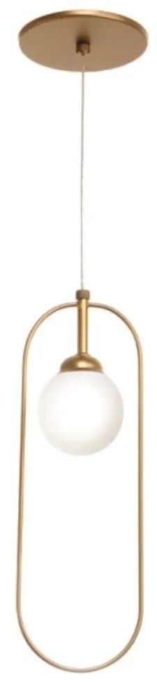 Pendente Wire Esfera Mini 08X12X35Cm Globo Ø8Cm 01Xg9 - Old Artisan Pd... (DOURADO FOSCO / DOURADO BRILHO, FOSCO (Branco))