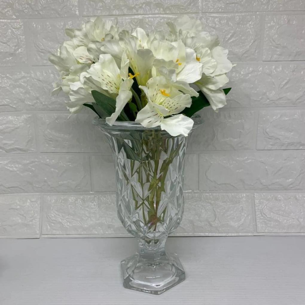 Vaso de cristalo Transparente grande com flores