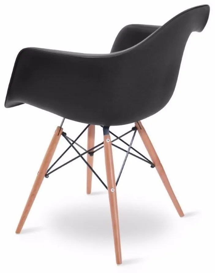 Cadeira Melbourne Eiffel Charles Eames Base Madeira - Preta - D'Rossi