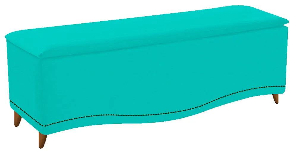 Calçadeira Estofada Yasmim 140 cm Casal Corano Azul Turquesa - ADJ Decor