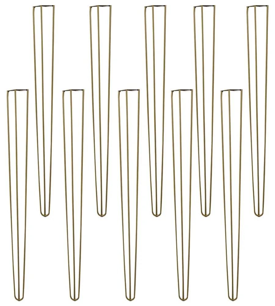 Kit 10 Pés de Metal 90 CM Hairpin Legs Aparador e Mesa de Canto Dourado G41