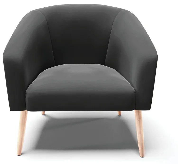 Poltrona Decorativa Pé Palito Natural Kit 2 Stella Veludo Preto D03 - D'Rossi