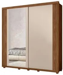 Guarda Roupa Casal com Espelho 221cm Portas Flex Milena A02 Avelã/Fend