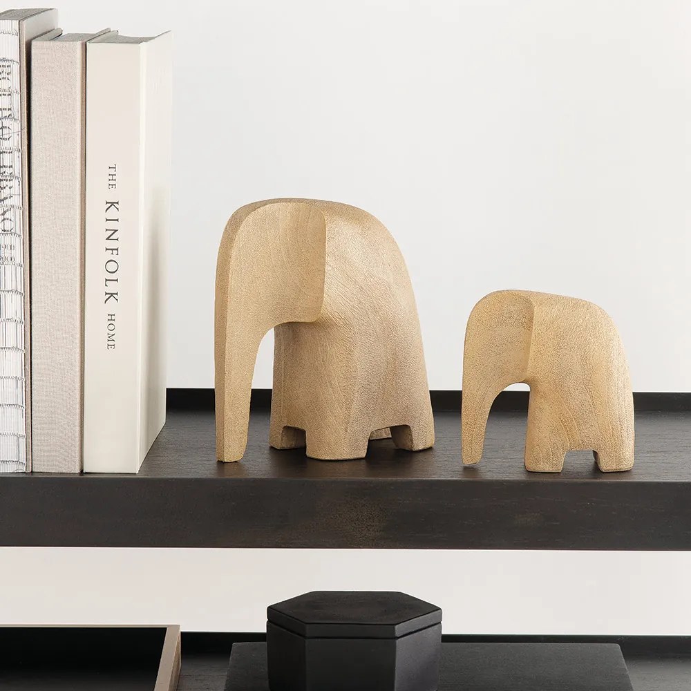 Escultura Decorativa Elefante em Poliresina Madeira 12x6 cm - Indo Decorar