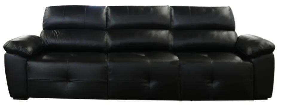 Sofá Retrátil e Reclinável de Couro Cruze - 3,20 m - Preto com Brilho
