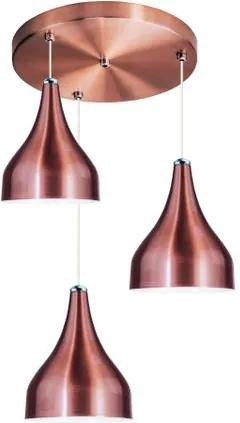 Luminária Pendente Triplo Gota Cobre Rosé de Aluminio Soq: E27 | Tam: 18x15cm Mod: Metty