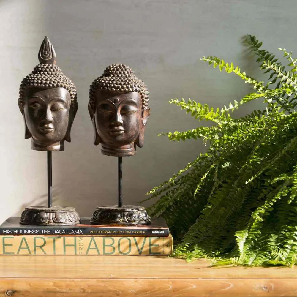 Cabeça Buddha Base Flor de Lótus D14cm x A42cm