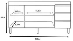 Balcão Gabinete Para Pia 160cm Sem Tampo 3 Portas Karen P14 Nature/Off