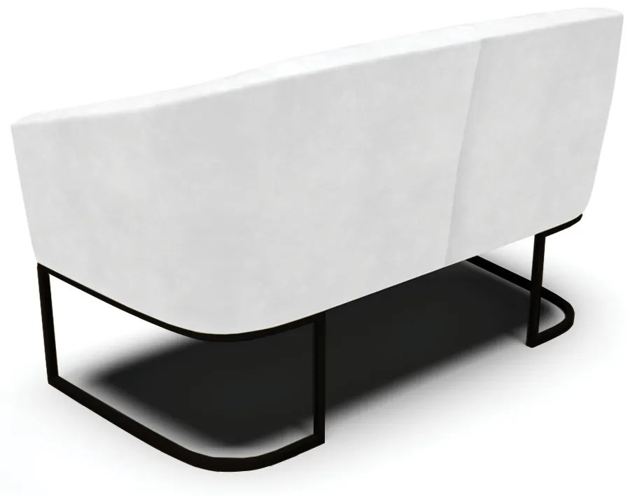 Sofá 2 Lugares Namoradeira Industrial Preto Stella Sintético PU D03 - D'Rossi - Branco