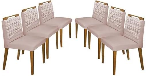 Kit 6 Cadeiras de Jantar Estofada Rosé em Veludo Birlik