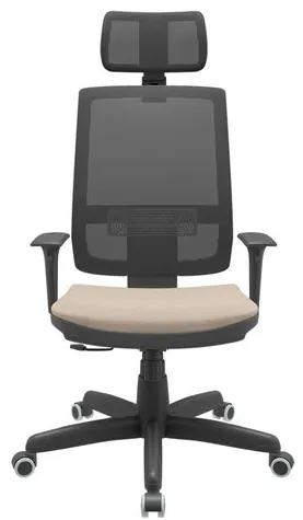 Cadeira Office Brizza Tela Preta Com Encosto Assento Poliester Fendi RelaxPlax Base Standard 126cm - 63621 Sun House