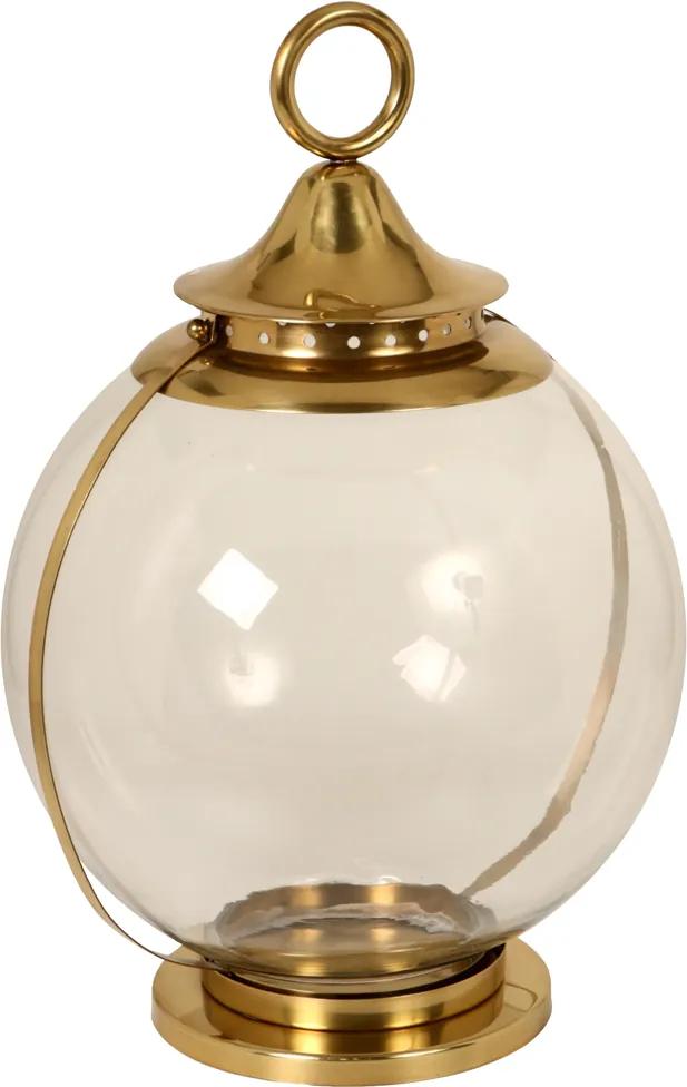 Lanterna Decorativa de Vidro e Metal Dourado Esfera Gold II