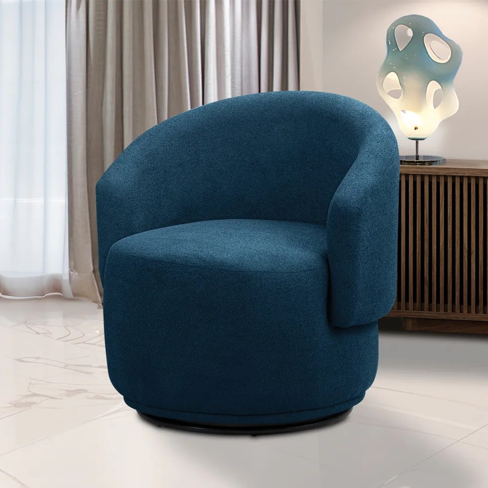 Poltrona Decorativa Orgânica Giratória Névoa Bouclê E03 - D'Rossi - Azul Marinho