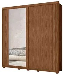 Guarda Roupa Casal com Espelho 221cm Portas Flex Milena A02 Avelã/Fend