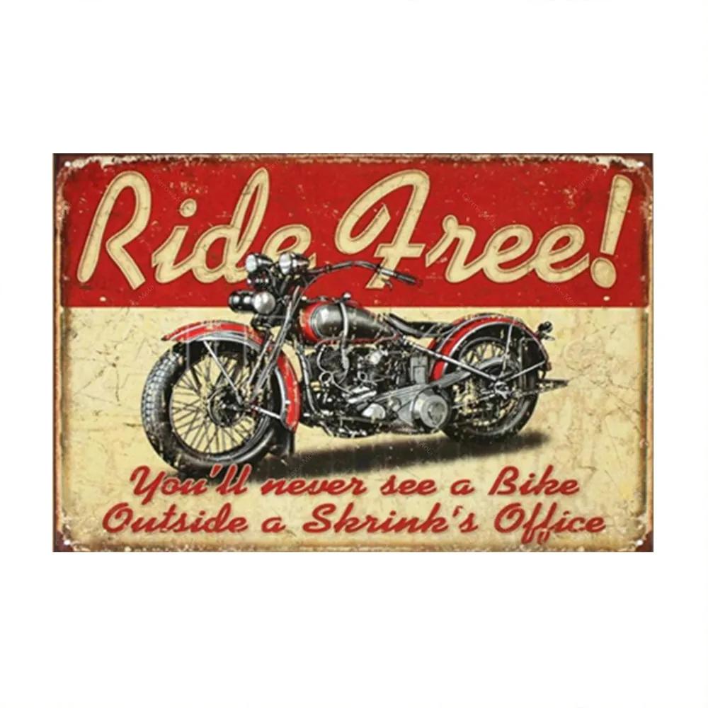 Placa Decorativa Ride Free em Metal - 30x20 cm
