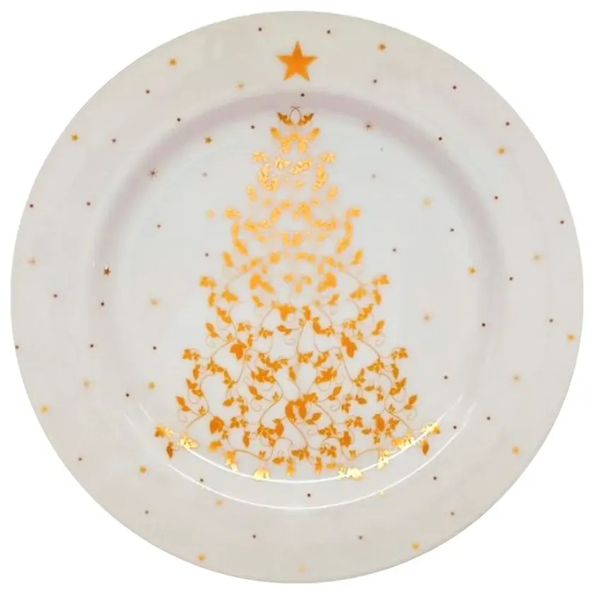 Prato Sobremesa 19Cm Porcelana Schmidt - Dec. Pinheiro Natal N006