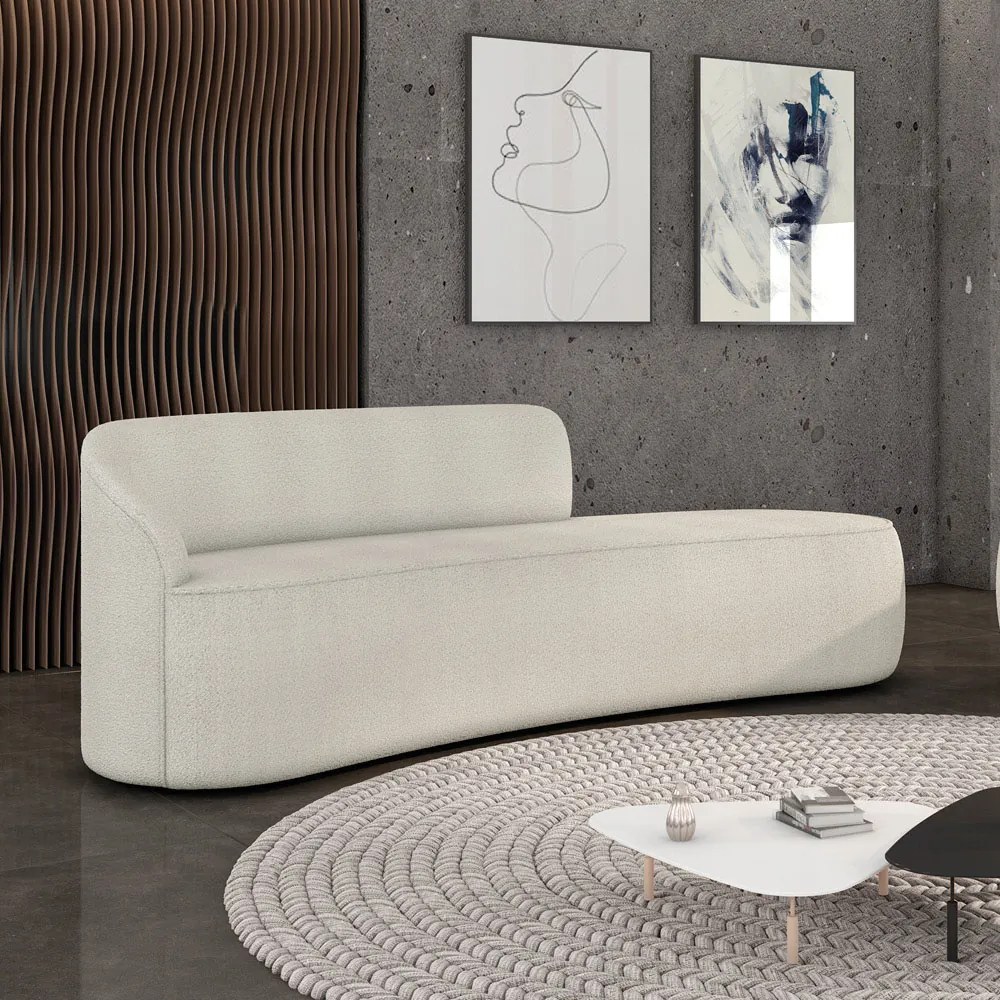 Sofá 4 Lugares Orgânico 220 cm Morgan Bouclê D03 - D'Rossi - Off White