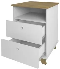 Mesa Escrivaninha em L Sharp e Gaveteiro 2 Gavetas May A06 Olmo/Branco