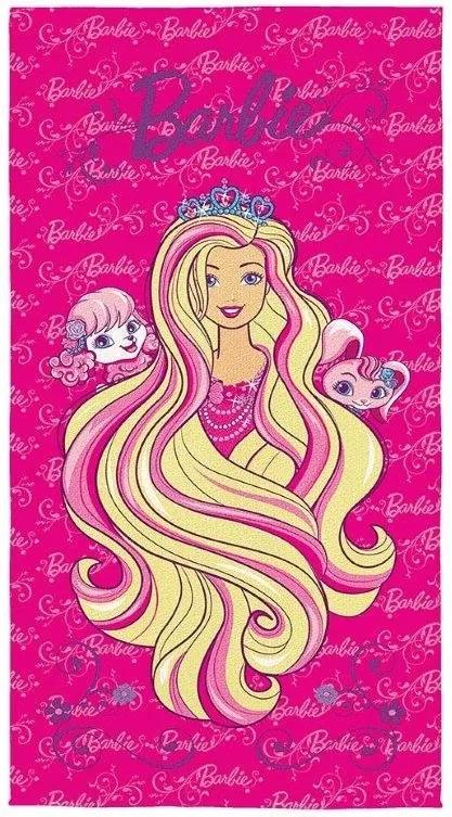 Toalha de Banho Infantil Aveludada Barbie Reino de Penteados Mágicos