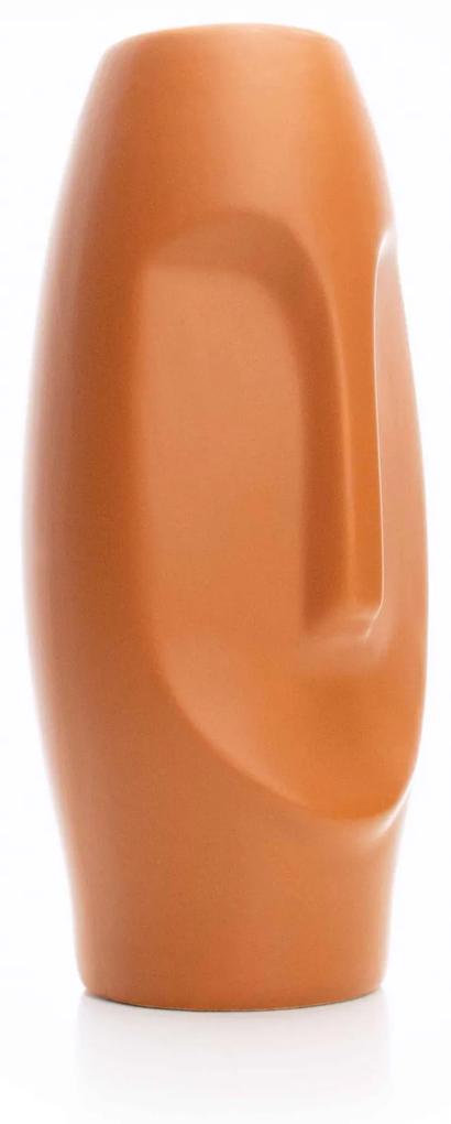 Vaso Decorativo Rosto Terracota Mate em Cerâmica 29x19 cm - D'Rossi