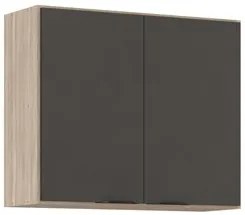 Armário Aéreo 80cm 2 Portas 1 Prateleira Firenze D02 Avena/Grafito- Mp
