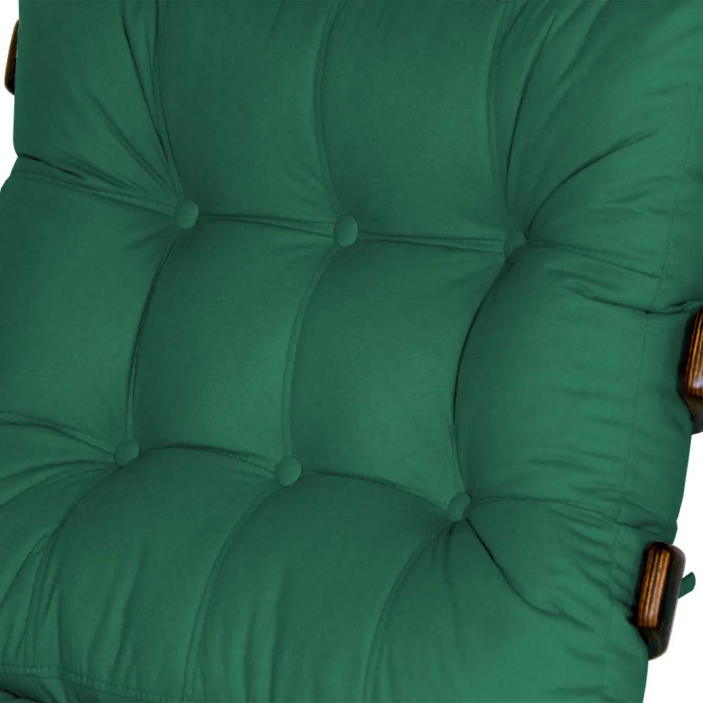 Kit 2 Poltronas Decorativa Costela Com Puff Costela Suede Verde