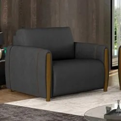 Poltrona Decorativa para Sala de Estar 98cm Amaranto M22 PU Preto - Mp