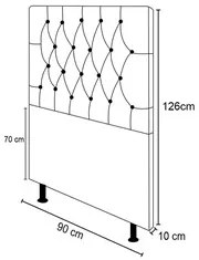 Cabeceira Cama Box Solteiro 90cm Diamante Sintético J02 Preto - Mpozen