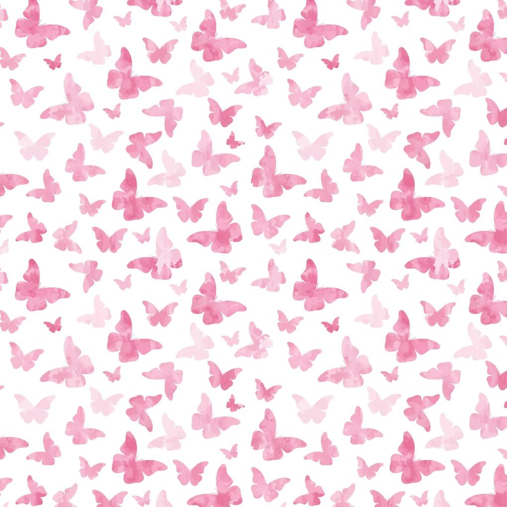 Papel de Parede Quartinhos Adesivo Infantil Borboletas Rosa 2,70x0,57m