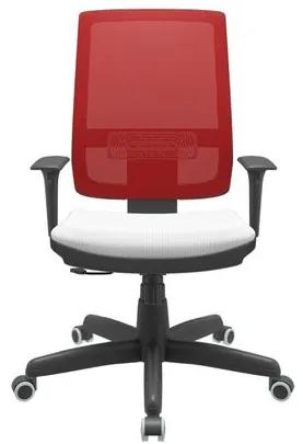 Cadeira Office Brizza Tela Vermelha Assento Aero Branco RelaxPlax Base Standard 120cm - 63867 Sun House