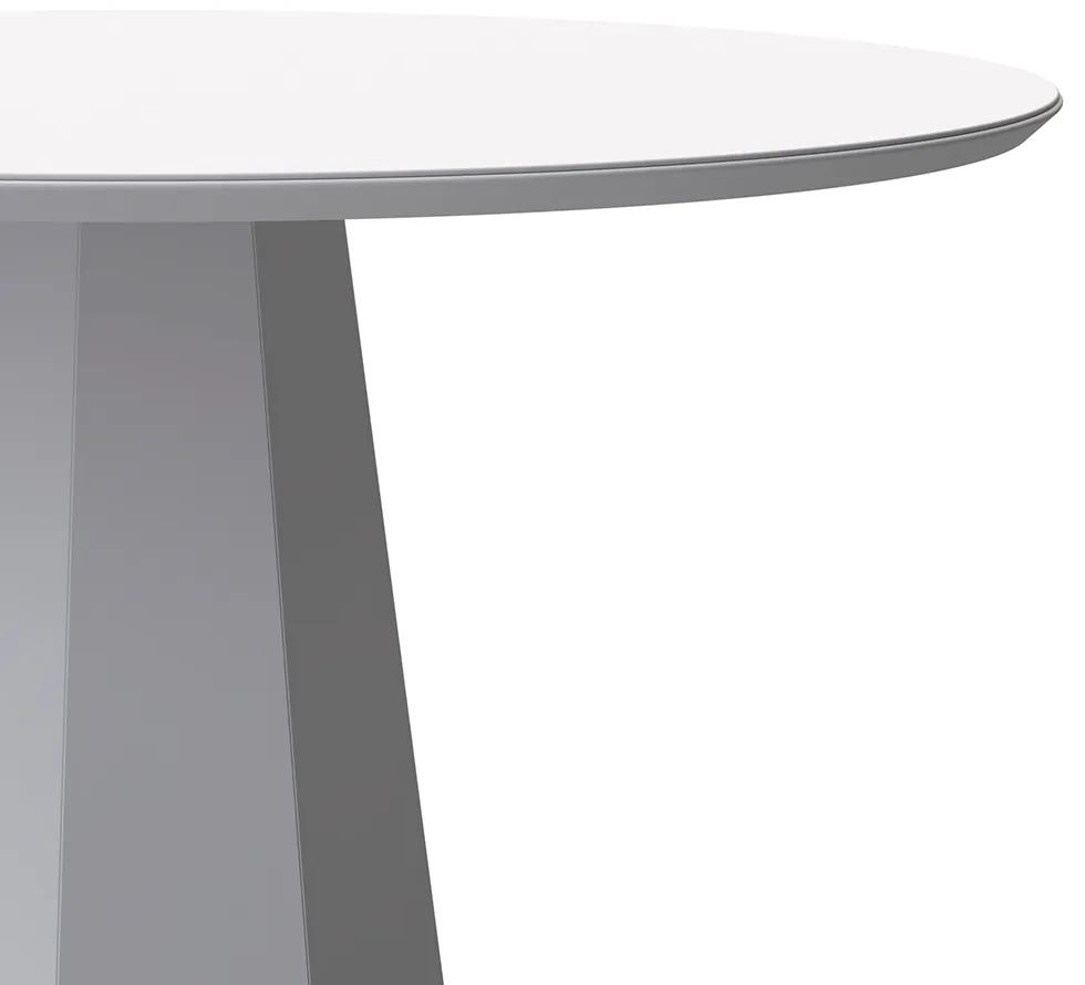 Mesa de Jantar Redonda Tampo com Vidro Agnes 135 cm Off White- D'Rossi