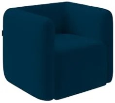 Poltrona para Sala de Estar Decorativa Quadrada Maggie Z08 Veludo Azul