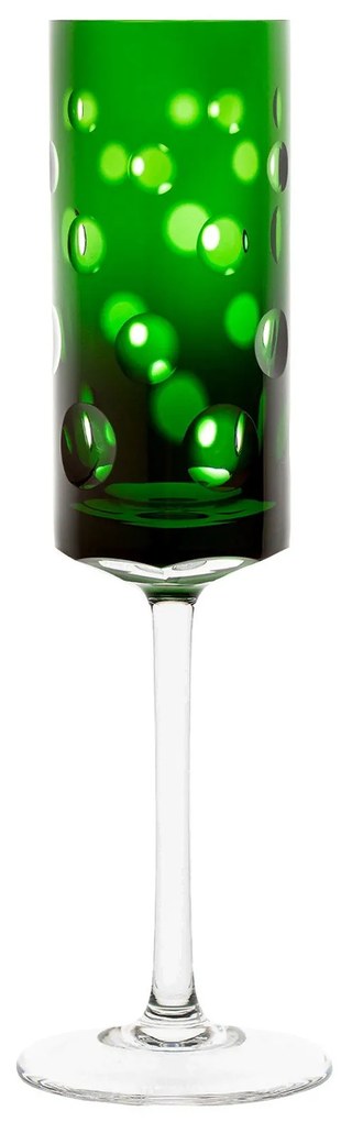 Taça de Cristal Lapidado p/ Champagne - Vidro - 54  Verde Escuro - 54