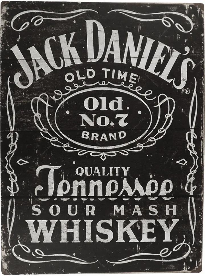 Placa Decorativa Jack Daniels Tennessee Whiskey Média em Metal - 30x20