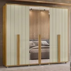 Guarda Roupa Casal 278cm 6 Portas 4 Espelhos Zac Opala/Cumaru Z10 - Mp