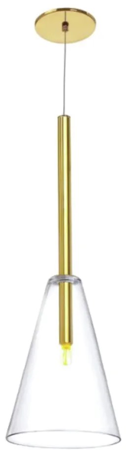 Pendente Cone Vidro Ø20X54Cm Metal E Vidro 01Xg9 |Old Artisan Pd-5471 (ONIX, CLEAR (TRANSPARENTE))