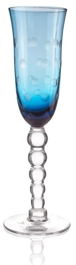 Kit 6 Taças P/ Champagne Vidro Cristalino Lapidado - Azul