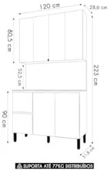 Armário de Cozinha CP01 e Tampo 120cm Minsk Z06 Branco/Freijó - Mpozen