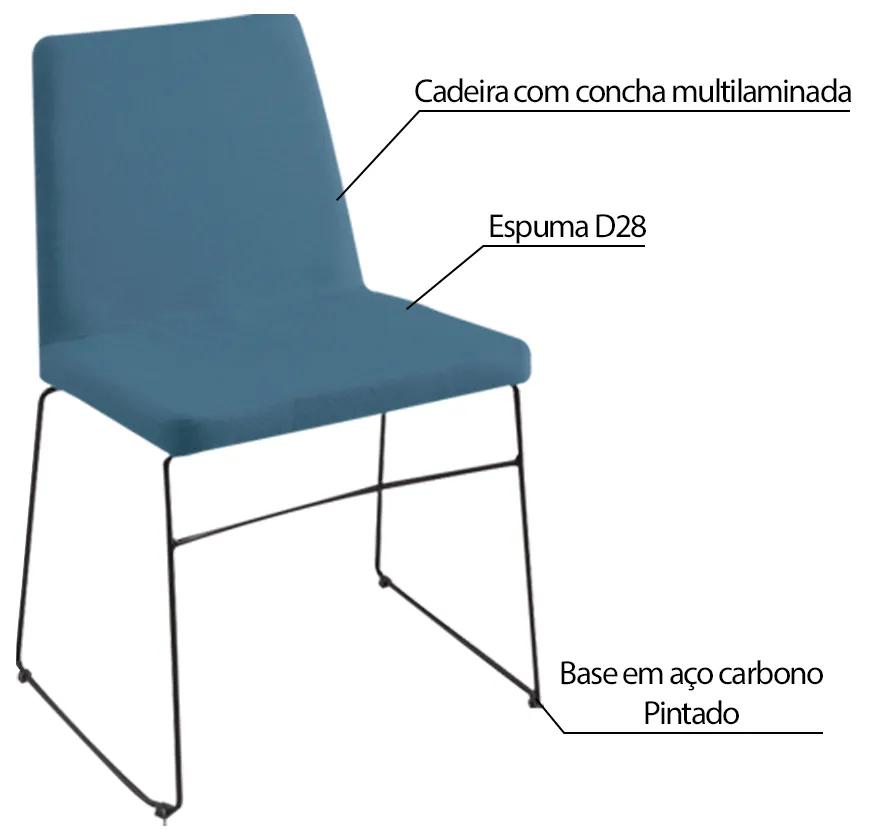 Kit 6 Cadeiras Decorativa Sala de Jantar Anne Linho Azul G17 - Gran Belo