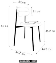 Cadeira de Jantar Estofada Kit 2 Nyka M25 Linho Areia/Marrom - Mpozena