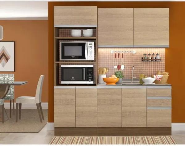 Cozinha Compacta com Balcão para Pia Glamy Ellen - Saara/Rustic
