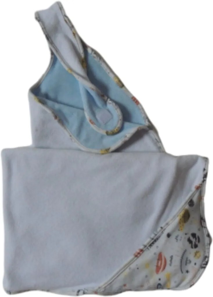 Toalha Avental para Bebê  Dupla com Capuz Colo de Mãe Astronauta Azul e Branco