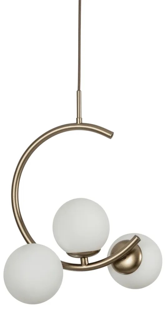 Pendente Astral 42,5X30X23Cm 3Xg9 Globo Ø12Cm - Usina 16940/3 (PT / CP-M - Preto Texturizado / Champagne Metálico, FOSCO)