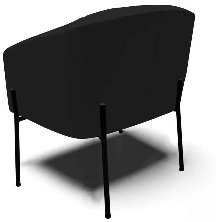 Poltrona Sala de Estar Pé de Ferro Preto Stella Linho Preto D03 - D'Rossi